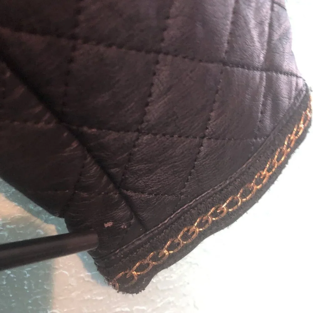 Members Only Womens Zip Front Moto Jacket Small Black Gold Tone Chain Link FLAWS - Picture 13 of 13